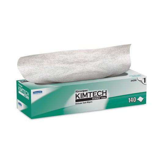 Kimtech Kimwipes Delicate Task Wipers, 1-Ply, 14.7 x 16.6, Unscented, White, 144/Box