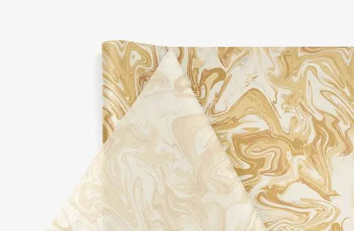 TISSUE PAPER: GOLD MARBLE/IVORY-SD365-200B : 20"X30"