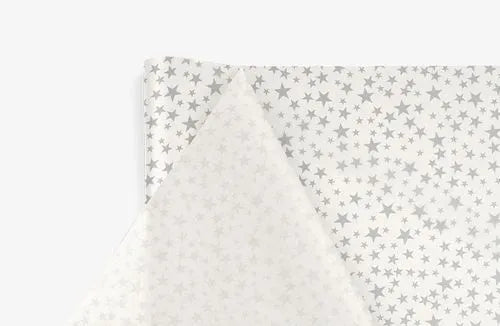 TISSUE PAPER: SILVER STARS sold  10 sheets per pack -SD#327-240 A : 20X30