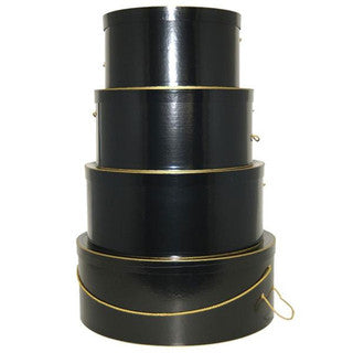 HATBOX SET 4 BLACK/GOLD -HB18BL : 4 PCS