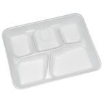 Compartment School Lunch Tray 8.25" x 10" x 1", White, Polyethylene Foam, Disposable